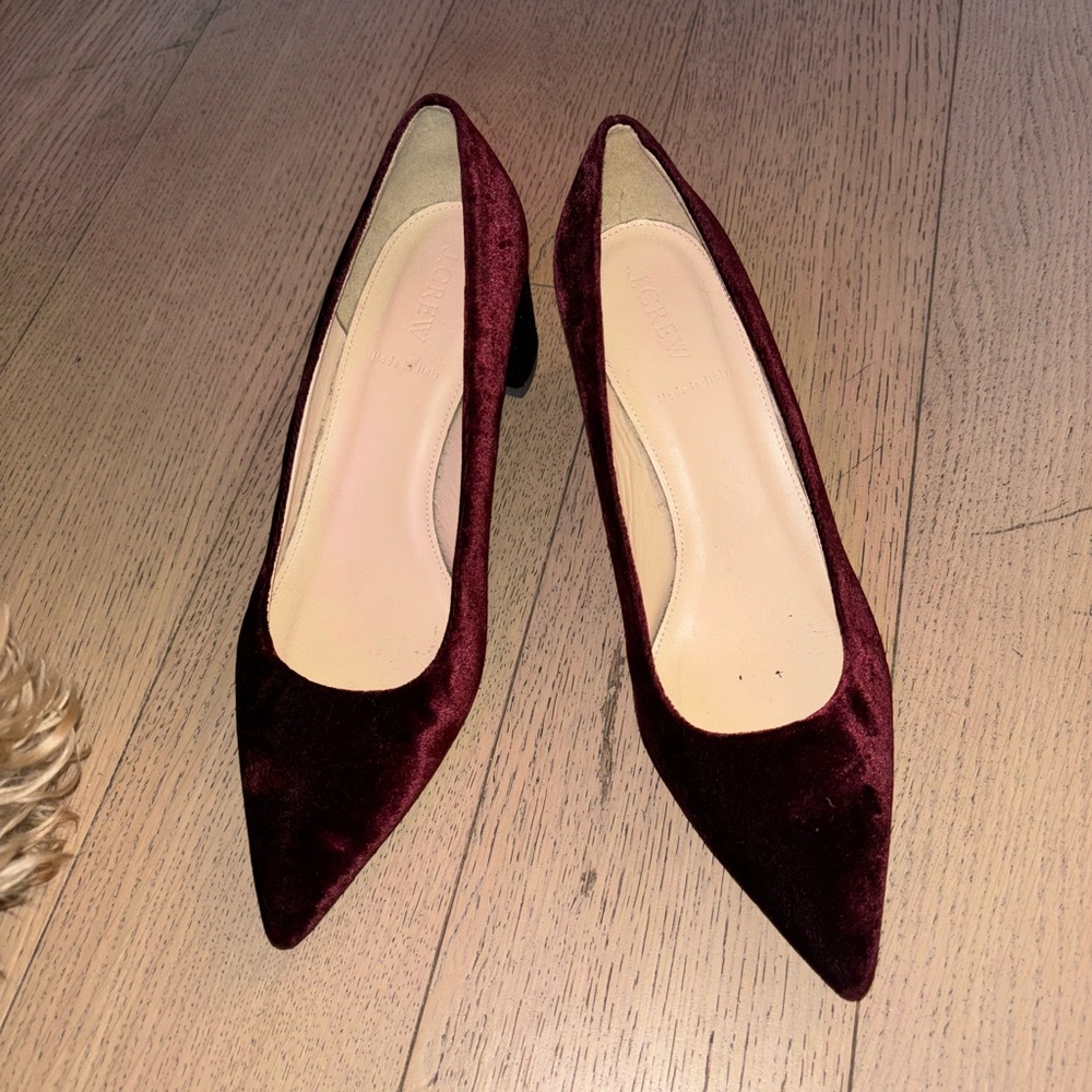NWOT JCrew Avery Velvet Heels - 8.5
